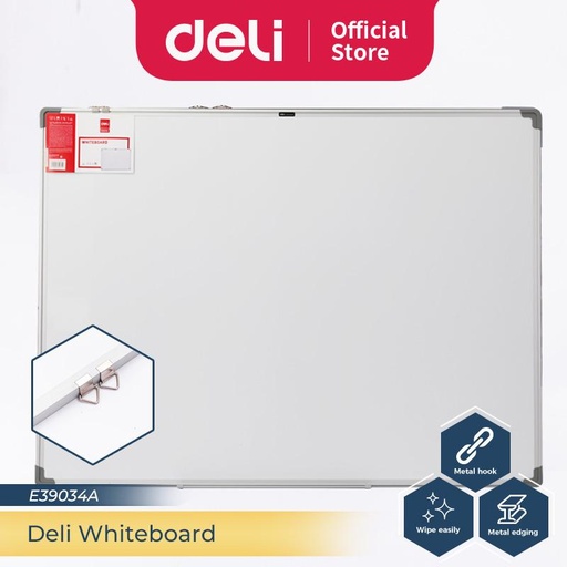 [EZO.7300197] Deli Papan Tulis Putih Gantung Magnetik Ukuran 90 x 120 cm E39034A