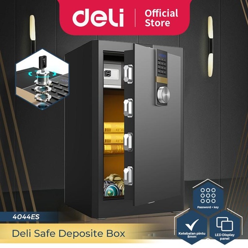 [EZO.7300213] Deli Brankas Besi Digital / Digital Safe Box 43x38x71 cm PU Leather Double Unlocking Step LED Display 4044ES