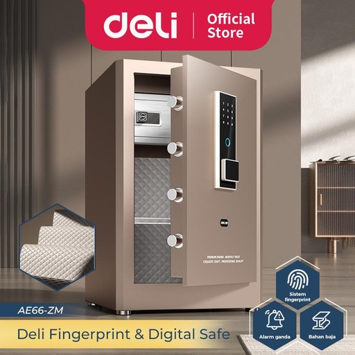 [EZO.7300220] Deli Brankas Besi Digital / Fingerprint Digital Safe Box 38x36x60 cm 3 Unlocking Step Brankas Sidik Jari AE66-ZM