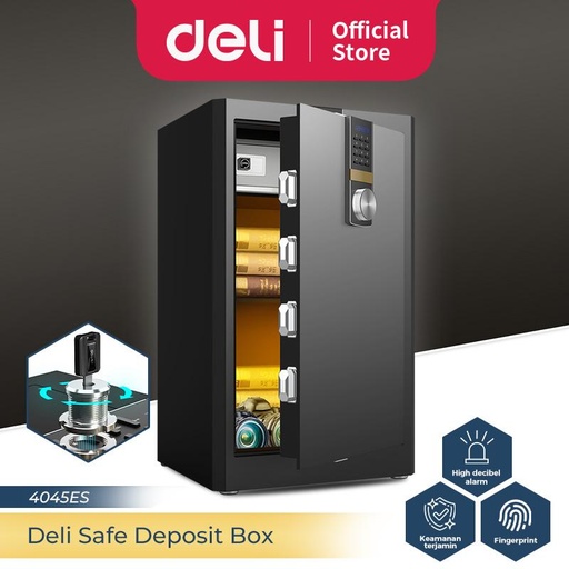 [EZO.7300224] Deli Brankas Besi Digital / Digital Safe Box 48x42x81 cm PU Leather Double Unlocking Step LED Display 4045ES