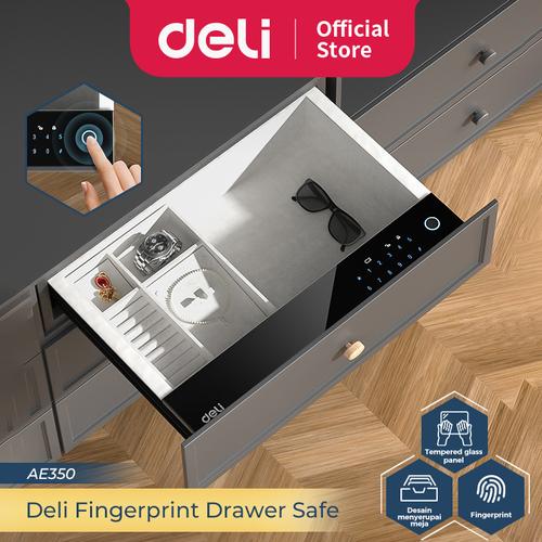 [EZO.7300227] Deli Brankas Laci / Fingerprint Drawer Safe / Cash Drawer Deposit Box Brankas Perhiasan 48x40x15 cm AE350