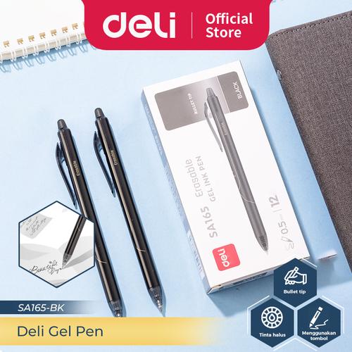 [EZO.7300229] Deli Pulpen Gel / Gel Pen 0.5mm SA165 12 PCS