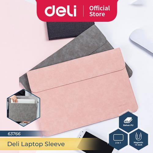 [EZO.7300285] Deli Laptop Sleeve 2in1 Sarung Laptop Kulit Mouse Pad 13 inch 63766