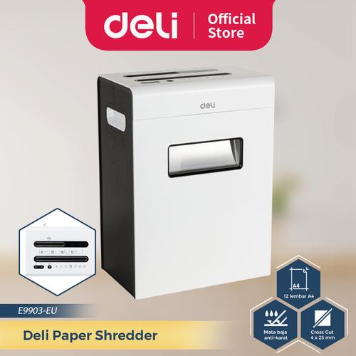 [EZO.7300316] Deli Paper Shredder Penghancur Kertas A4 12 Lembar 23 Liter E9903-EU
