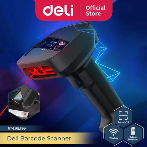 [EZO.7300324] Deli Barcode Scanner 1D Wireless laser pemindaian cepat akurat E14953W