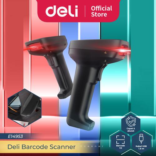 [EZO.7300328] Deli Barcode Scanner 1D laser pemindaian cepat akurat bersuara E14953