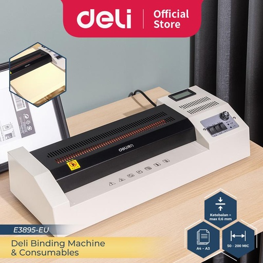 [EZO.7300331] Deli Mesin Laminating A3 50-200 MIC Laminasi Hot & Cold Cepat E3895-EU