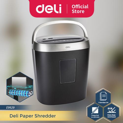 [EZO.7300338] Deli Penghancur kertas Paper Shredder kapasitas 5 lembar 17 ltr E9929