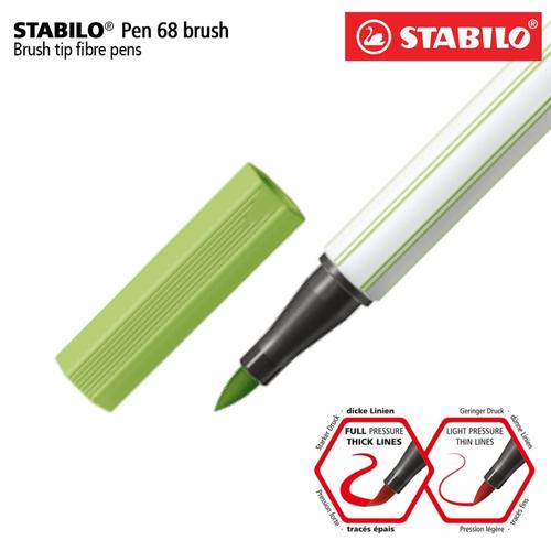 [EZO.8600010] STABILO Pen 68 Brush PISTACHIO / Premium Marker Kuas Kaligrafi