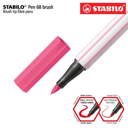 [EZO.8600011] STABILO Pen 68 Brush Pink / Merah Muda Premium Marker Kuas Kaligrafi
