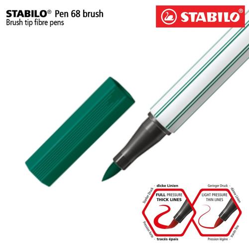 [EZO.8600012] STABILO Pen 68 Brush Turquoisegreen / Premium Marker Kuas Kaligrafi