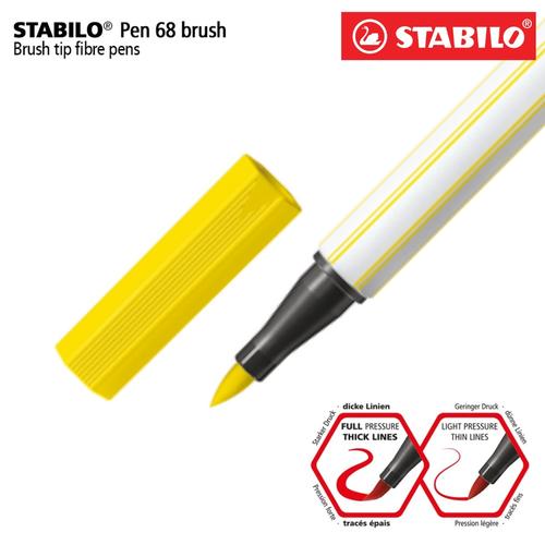 [EZO.8600013] STABILO Pen 68 Brush Lemon Yellow / Premium Marker Kuas Kaligrafi