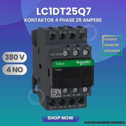 [EZM.1110012] Kontaktor 4P 25A 4 Phase 25 Ampere LC1DT25Q7 380V AC 4NO ORI Contactor Schneider
