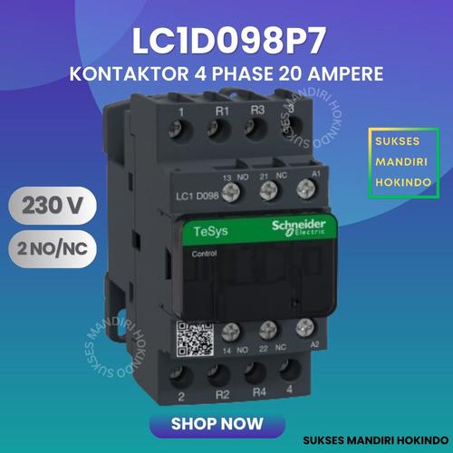 [EZM.1110021] Kontaktor 4P 20A 4 Phase 20 Ampere LC1D098P7 230V AC 2NO 2NC ORI Contactor Schneider