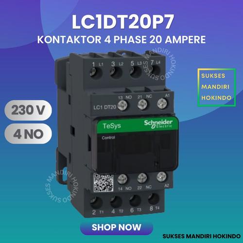[EZM.1110022] Kontaktor 4P 20A 4 Phase 20 Ampere LC1DT20P7 230V AC 4NO ORI Contactor Schneider