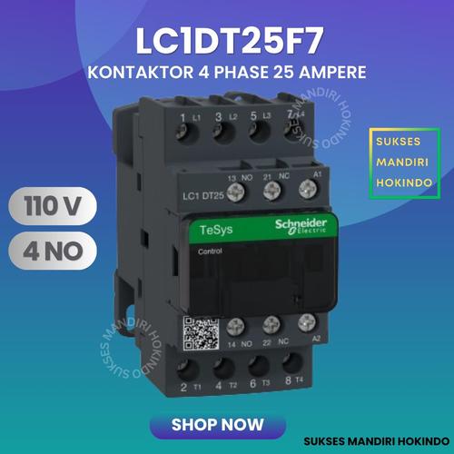 [EZM.1110028] Kontaktor 4P 25A 4 Phase 25 Ampere LC1DT25F7 110V AC 4NO ORI Contactor Schneider