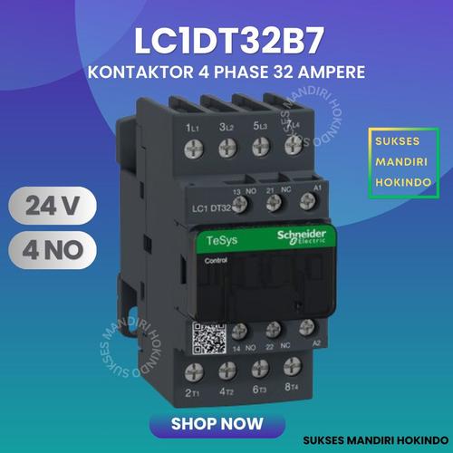 [EZM.1110042] Kontaktor 4P 32A 4 Phase 32 Ampere LC1DT32B7 24V 4NO ORI Contactor Schneider