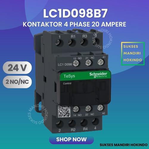 [EZM.1110045] Kontaktor 4P 20A 4 Phase 20 Ampere LC1D098B7 24V 2NO 2NC ORI Contactor Schneider