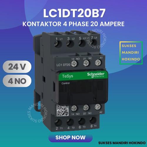 [EZM.1110046] Kontaktor 4P 20A 4 Phase 20 Ampere LC1DT20B7 24V 4NO ORI Contactor Schneider