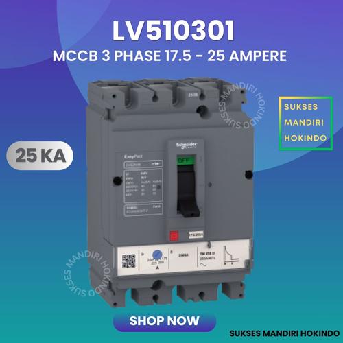 [EZM.1110057] MCCB 3P 25A 3 Phase 25 Ampere Breaker CVS100B LV510301 25kA Schneider Original