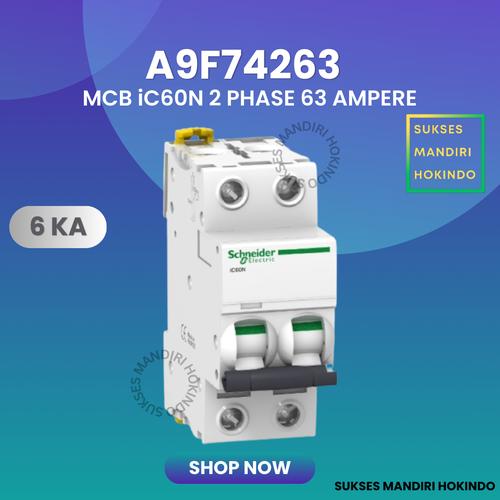 [EZM.1110986] MCB 2p 63a 2 Phase 63 Ampere Original SNI Schneider IC60N 2Pas 63Amper
