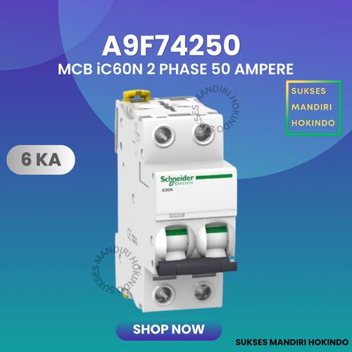 [EZM.1110987] MCB 2p 50a 2 Phase 50 Ampere Original SNI Schneider IC60N 2Pas 50Amper