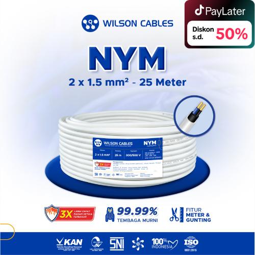 [EZM.7900028] NYM 2x1.5 mm2 25 Meter Putih - Kabel Listrik Tembaga Wilson Cables