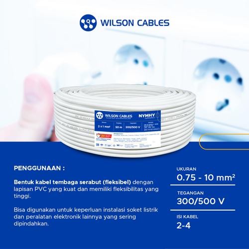 [EZM.7900044] NYMHY 2x1 mm2 50 Meter - Kabel Listrik Tembaga Wilson Cables