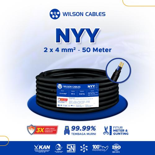 [EZM.7900121] Kabel NYY 2x4 mm2 50 Meter Hitam - Kabel Listrik Tembaga Wilson Cables