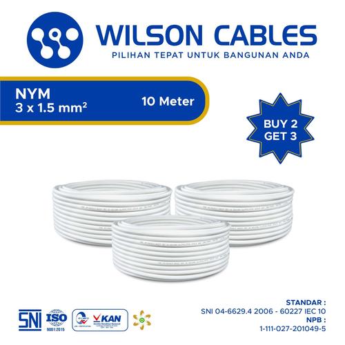 [EZM.7900527] BUY 2 GET 3 KABEL NYM 3x1.5 mm2 10 Meter - Kabel Tembaga Kawat Wilson