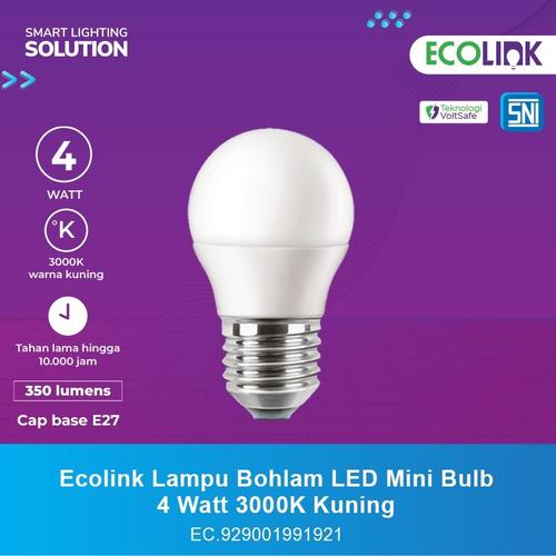 [EZM.1070001] Ecolink Lampu Bohlam LED Bulb 4W Cahaya Kuning 3000K Lampu Ecolink