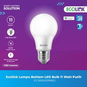[EZM.1070007] Ecolink Lampu Bohlam LED Bulb Putih Cerah 11 Watt 6500K Cool Day Light