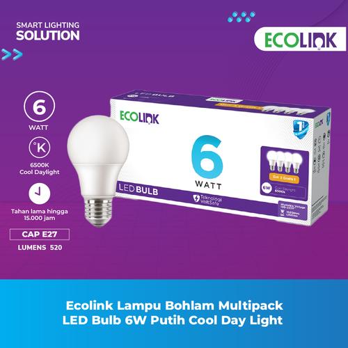 [EZM.1070017] Ecolink Lampu Bohlam Bulb 6W Multipack 6 Watt Cool Day Light Putih 6500K