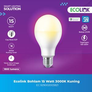 [EZM.1070037] Ecolink Lampu Bohlam 15 Watt 3000K Kuning