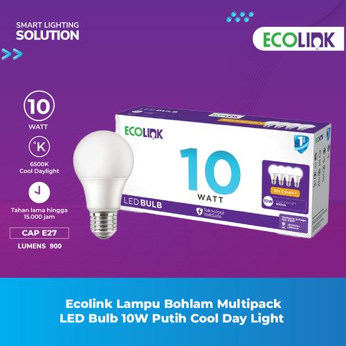 [EZM.1070179] Ecolink Lampu Bohlam Bulb 10W Multipack 10 Watt Cool Day Light Putih 6500K
