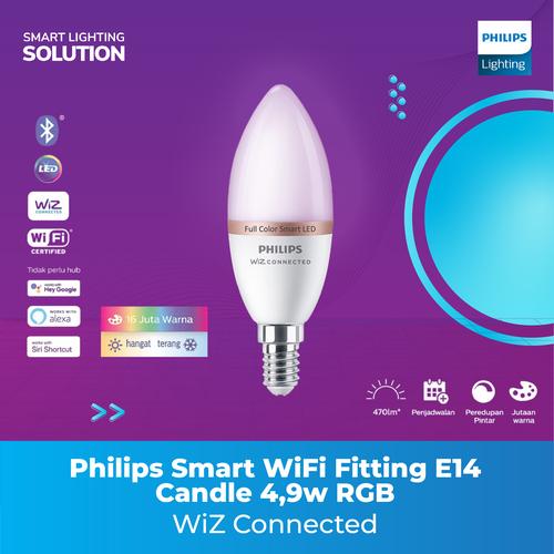 [EZM.1070276] Philips Lampu Bohlam Smart WiFi -  Candle 4,9W RGB WiZ Connected