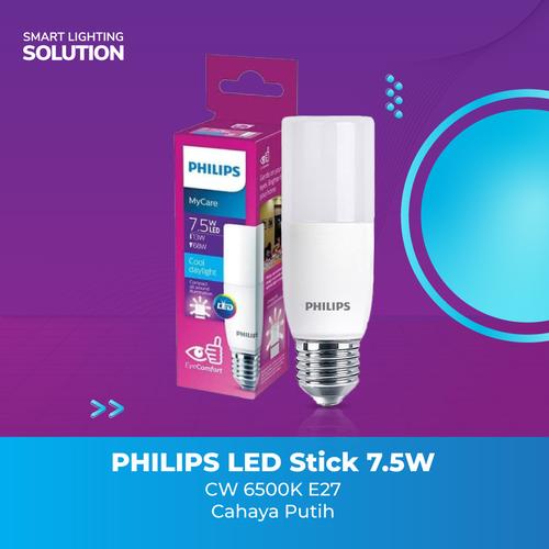 [EZM.1070278] PHILIPS LED Stick 7.5W CW 6500K E27 - cahaya Putih