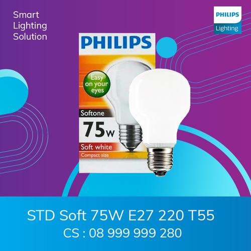 [EZM.1070321] Philips STD Soft 75w E27 220V T55 , Standard Lustre , cahaya 4000k