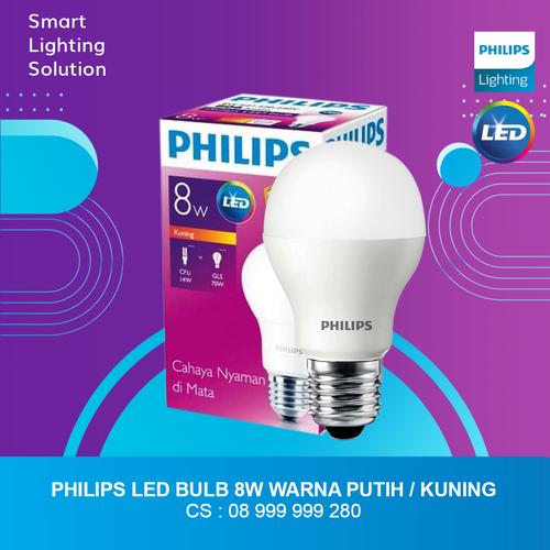 [EZM.1070347] Philips LED Bulb 8w E27 Warm white - cahaya kuning
