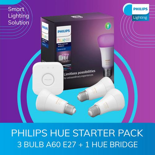 [EZM.1070367] PHILIPS HUE STARTER PACK ( 3 BULB A60 E27 + 1 HUE BRIDGE )