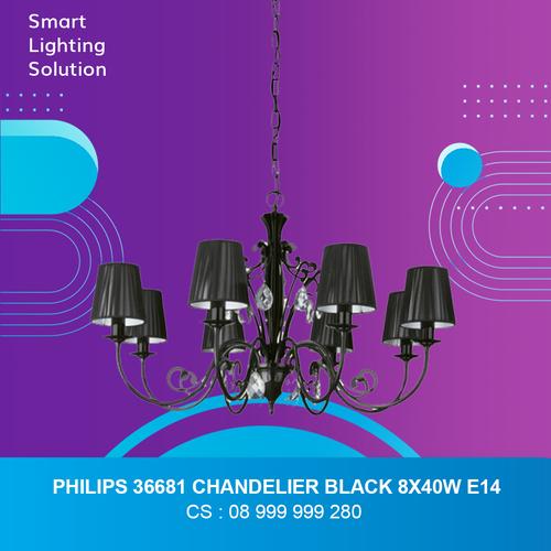 [EZM.1070390] PHILIPS 36681 Chandelier Black 8x40w E14 *(lamps not included)