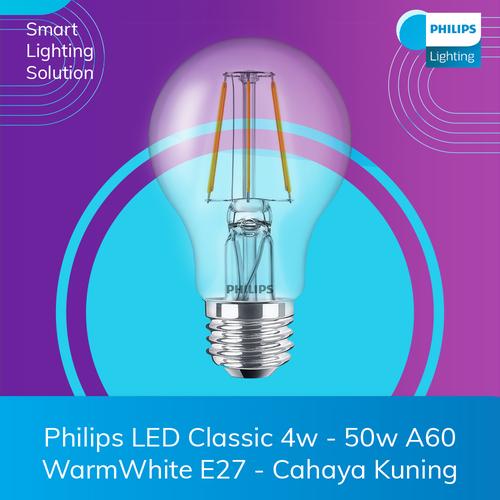 [EZM.1070397] Philips LED Classic 4w - 50w A60 WarmWhite E27 - Cahaya Kuning