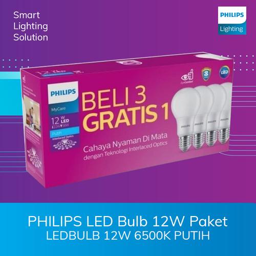 [EZM.1070460] Philips Lampu Bohlam LED Bulb Paket 12W Cahaya Putih