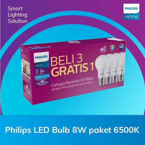 [EZM.1070463] Philips Lampu Bohlam LED Bulb Paket 8W 6500K