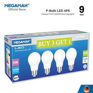 [EZM.9200015] Lampu bohlam LED MEGAMAN YTA60Z1 9W 4PK 170-240V 6500K/Putih
