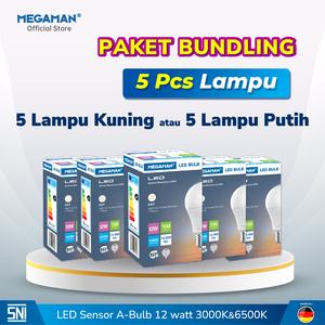 [EZM.9200043] Paket Bundling Lampu LED Sensor 12 watt MEGAMAN YTA60Z2 170-240V Kuning dan Putih
