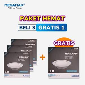 [EZM.9200053] Paket Lampu Megaman Lebih Cuan Beli 3 Gratis 1 LED Downlight MQTL1119 9W 6500k Putih