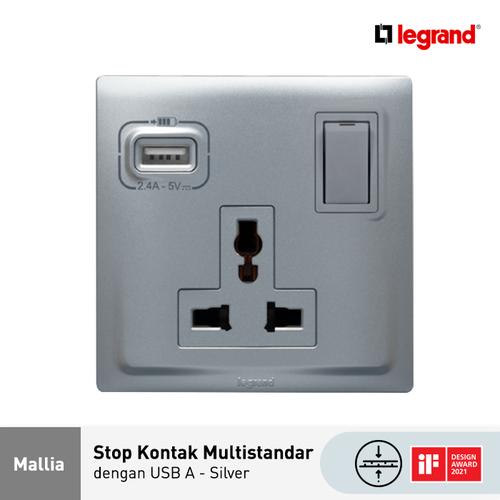 [EZM.7200004] Legrand Mallia Stop Kontak Multi Standard Universal + USB A