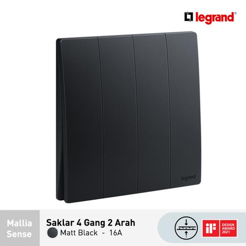 [EZM.7200008] Legrand Saklar Mallia Sense 4 Gang 2 Arah - 16A - Matt Black