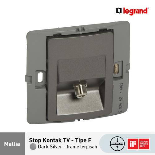 [EZM.7200009] Legrand Stop Kontak Mallia TV - Tipe F - Dark Silver (Frame Terpisah)